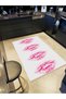 Pearl Collection Pink Powder Theme Lip Pattern Woven Base Modern Decorative Carpet Inci42