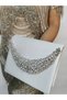 Women's Jewelled Satin Mother of Pearl Evening Clutch Chain Strap Hand Wedding Engagement Night Shoulder Bag - 3