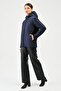 Women's Navy Blue Hooded Lined Water and Windproof Coat - 4