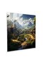 Mountain Village Glass Painting - Village, Home Decor, Serene, Glass Art