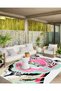 Pearl Collection Pink and Blue Detailed Tiger Pattern Woven Base Modern Decorative Carpet Inci31 - 3