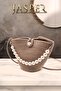 Jute Brown Custom Design Pearl Embellished Women's Shoulder Bag - 2
