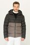 Men's Black-Anthracite Two-Color Hooded Water and Windproof Puffer Winter Coat