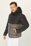 Men's Black-Anthracite Two-Color Hooded Water and Windproof Puffer Winter Coat - 2