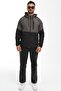 Men's Anthracite- Black Two Color Lined Hooded Pocket Raincoat-Windbreaker - 2