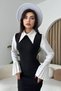 Women's Shirt Collar Sleeves Pleat and Back Slit Detail Black Midi Pencil Dress 278 - 3