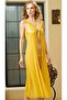 Stylish Lace Thick Strap Transparent Yellow Slit Women's S/M-L/Xl Size Long Tulle Nightgown - 2