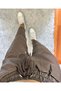 Bitter Brown Leather Trousers with Lace-Up Waist - 2