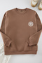 Büyük Beden Kahverengi Oversize/Geniş Kesim Nakışlı İçi Polarlı Sweatshirt TMNAW25AO00009 - 6