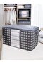 2 Pieces Mega Size Windowed Gray Square Pattern Plaid Pillow Quilt Organizer Storage 90X50X50 cm - 3