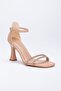 Women's Thin Heeled Closed Back Summer Stone Embroidered Shoes Nude - 5