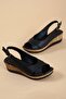 Women's Platform Heeled Sandals Cross Back Tie Black - 3
