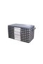 2 Pieces Mega Size Windowed Gray Square Pattern Plaid Pillow Quilt Organizer Storage 90X50X50 cm - 4