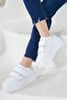 Women's Thick Sole Sports Velcro Strap White Shoes - 3