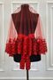 Red Bridal Veil Set, Guipure and Pearl Decorated Henna Night Veil Alı Cover 6 Pieces - 3