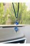 Glass Heart Car Mirror Ornament Car Charm Evil Eye Protection - 2