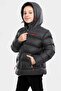 Boy's Anthracite Fleece Inside Furry Waterproof Winter Thick Hooded Coat - 2