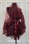 Burgundy Bridal Veil Set, Guipure and Pearl Decorated Henna Night Veil Alı Cover 6 Pieces - 9