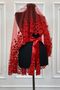 Red Bridal Veil Set, Guipure and Pearl Decorated Henna Night Veil Alı Cover 6 Pieces - 2