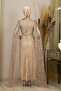 Irmak Evening Dress with Capes on the Arms - 4