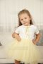Girl's Baby Collar Short Sleeve Lined Tulle Dress - 6