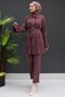 Dried Rose Pleated Trousers Set - 3