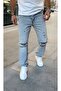 Men's Blue Ripped Detailed Baggy Jeans Trousers
