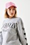 Women's Gray Melange Three Thread Shaded London Life Graphic Printed Sweatshirt Mbhs004 60601004 - 3