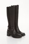 Women's Black Stone Heeled Diving Fabric Boots - 4