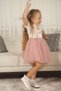 Girl's Baby Collar Short Sleeve Lined Tulle Dress - 2