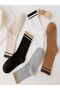 Set of 5 Winter Thick Soles Towel Braided Tennis Socks - 4