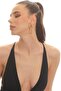 Women's Gold Color Lacquer Plated Studded Model Double Heart Earrings - 3