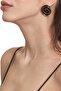 Women's Gold Color Lacquer Plated Studded Model Black Enamel Earrings