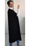 Black Batwing Sleeve Loose-Fitting Combed Viscose Hijab Tunic Dress - 3