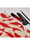 Red Fish Patterned Beige Shoulder Bag - 4