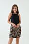 Women's Evening Dress - Leopard Pattern Halter Neck Mini Length 011 - 2