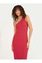 Ribbed Knit One Shoulder Sleeve Sheath Maxi Dress - 5