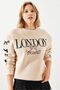 Women's Beige Three Threaded London Life Graphic Printed Sweatshirt Mbhs004 60601004 - 6