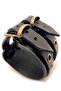 Black Leather Bracelet - Double Belt, Antique and Handcrafted - 2