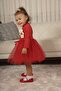 Toy Teddy Bear Print Long Sleeve Lined Girls' Tulle Piece Dress - 5