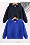 Unprinted 2-Pack Unisex Cobalt Blue-Navy Hooded Children's School Sweatshirt with Fleece Inside
