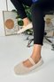 Daily Women's Beige Ballerina Elastic Low Heel Serrated Sole Plush Lightweight Oval Toe Shoes 345 - 2