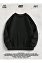 Black 3 thread Crew Neck Plain Unprinted Basic Sweatshirt - 2