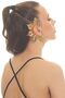 Women's Gold Color Lacquer Plated Zircon Stone Leaf Stylized Right Ear Earcuff & Cartilage Earring - 3