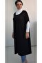 Black Batwing Sleeve Loose-Fitting Combed Viscose Hijab Tunic Dress - 6
