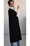 Black Batwing Sleeve Loose-Fitting Combed Viscose Hijab Tunic Dress - 5