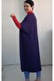 Navy Blue Batwing Sleeve Loose-Fitting Combed Cotton Viscose Hijab Tunic Dress - 6