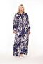 Women's Tie Collar Long Sleeve Patterned Viscose Combed Cotton Dress Suitable for Hijab - 4
