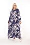 Women's Tie Collar Long Sleeve Patterned Viscose Combed Cotton Dress Suitable for Hijab - 2