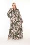 Standard Size Women's Tie Collar Long Sleeve Patterned Viscose Combed Cotton Dress Suitable for Hijab - 6